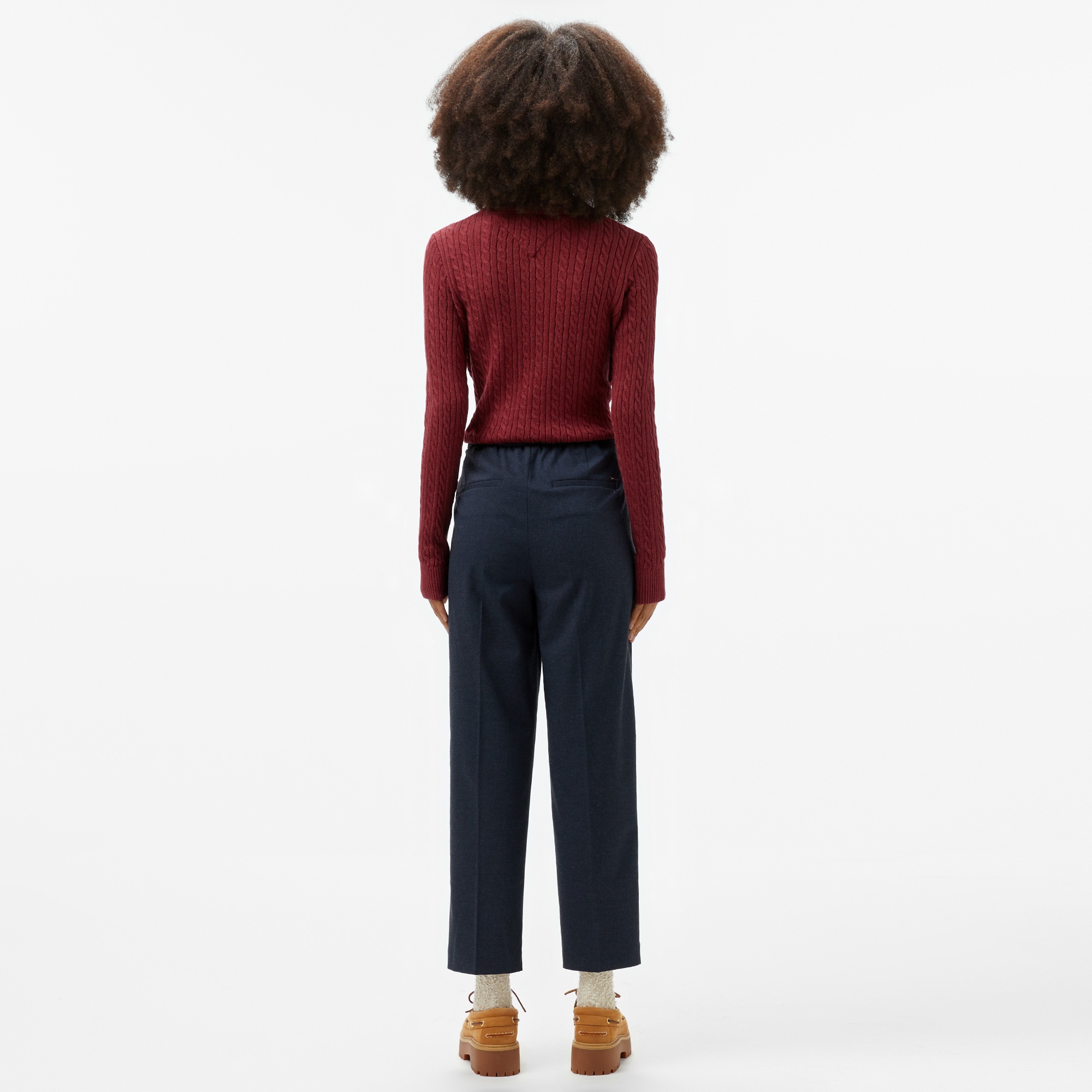 Tommy Hilfiger Flannel Slim Straight Kadın Mavi Pantolon