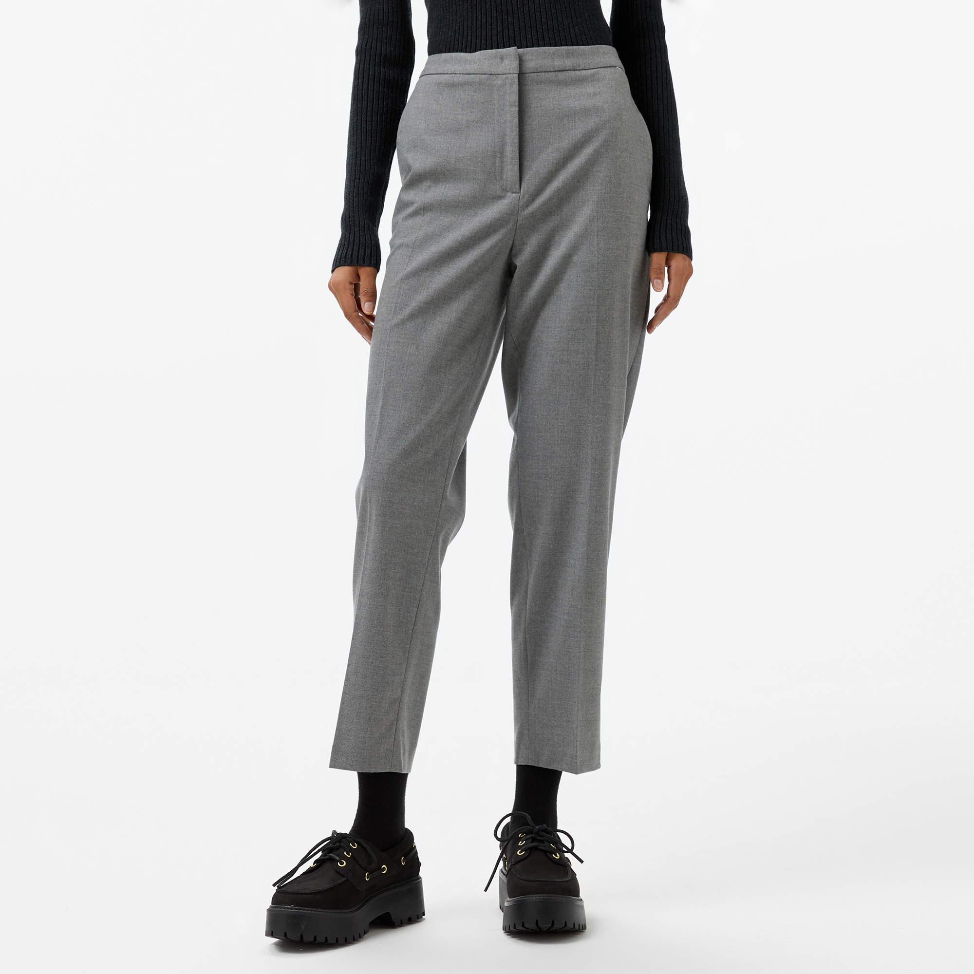 Tommy Hilfiger Flannel Slim Straight Kadın Gri Pantolon