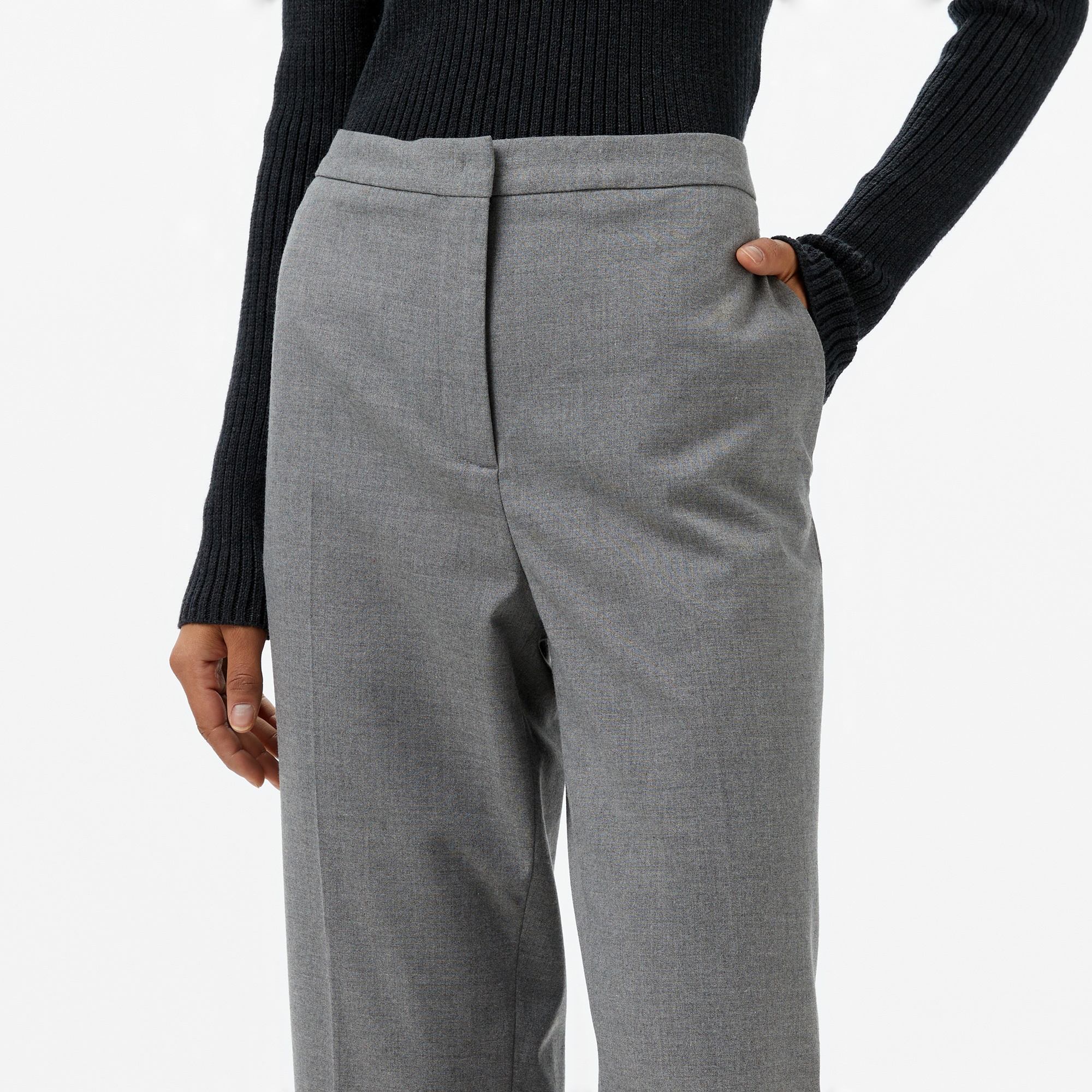 Tommy Hilfiger Flannel Slim Straight Kadın Gri Pantolon