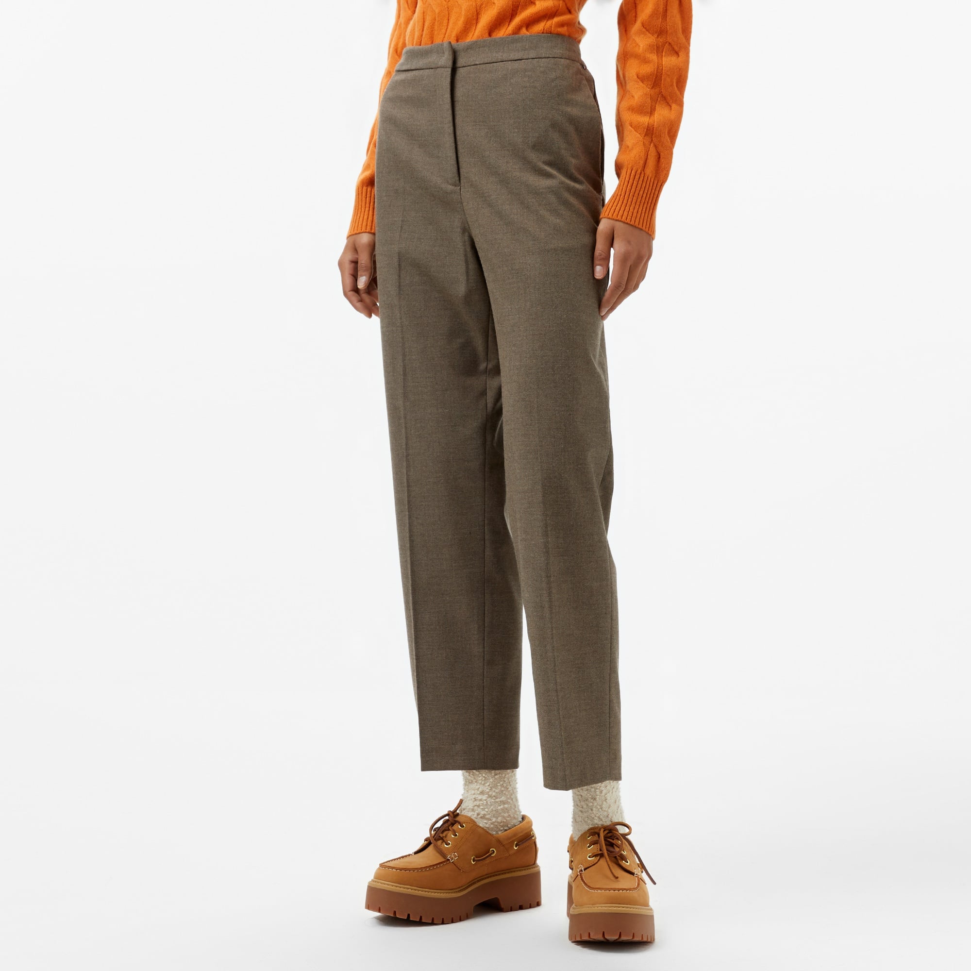 Tommy Hilfiger Flannel Slim Straight Kadın Kahverengi Pantolon