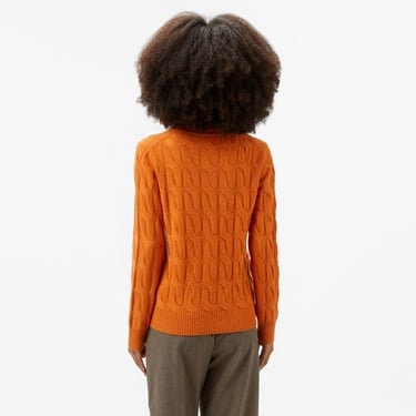  Tommy Hilfiger Soft Wool Cable Kadın Turuncu Kazak