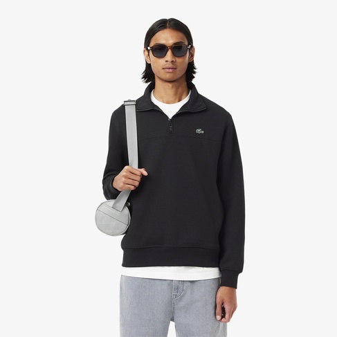  Lacoste Erkek Classic Fit Yarım Fermuarlı Siyah Sweatshirt