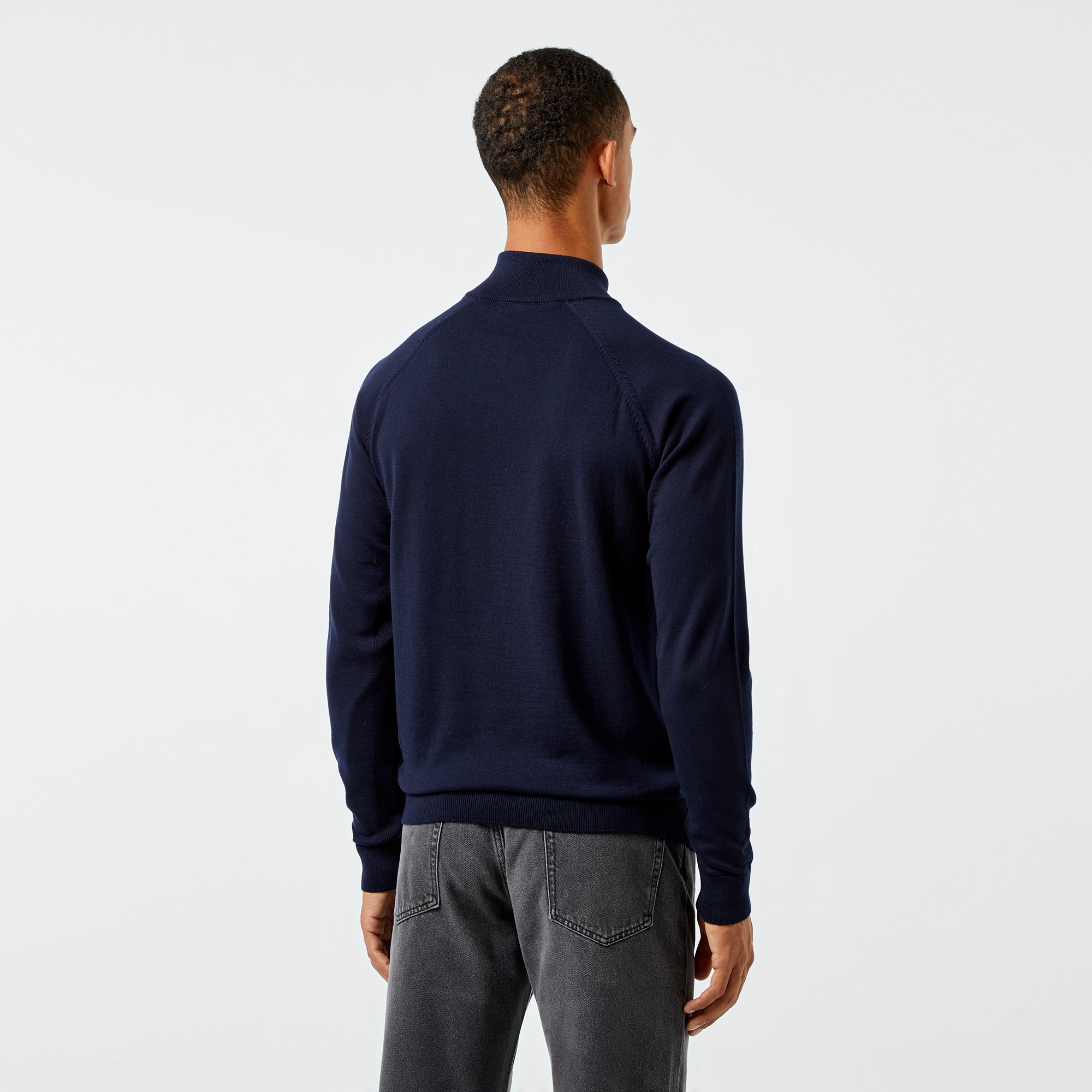 Erkek Regular Fit Yarım Fermuarlı Lacivert Triko