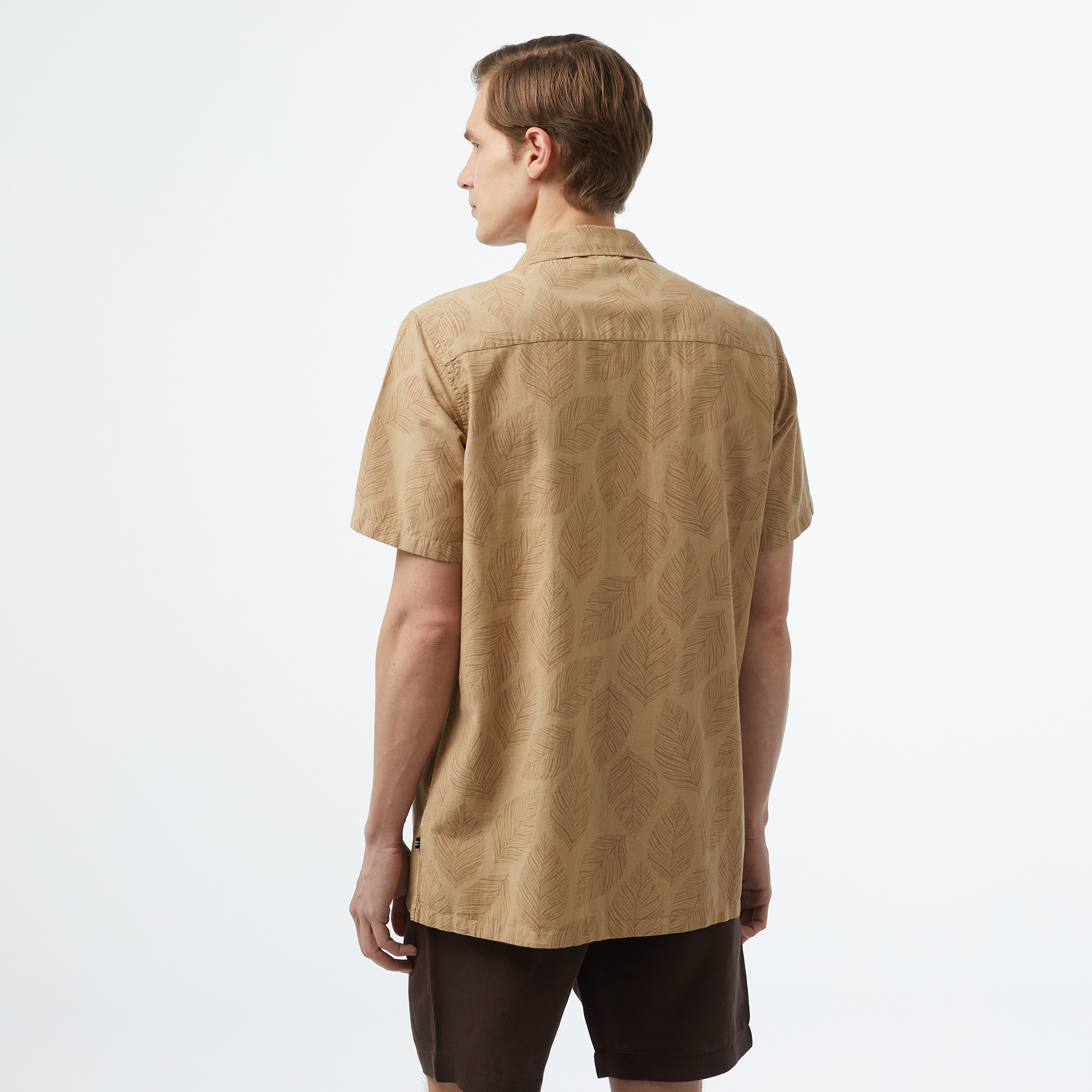 Nautica Erkek Bej Classic Fit Kısa Kollu Gömlek