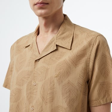  Nautica Erkek Bej Classic Fit Kısa Kollu Gömlek