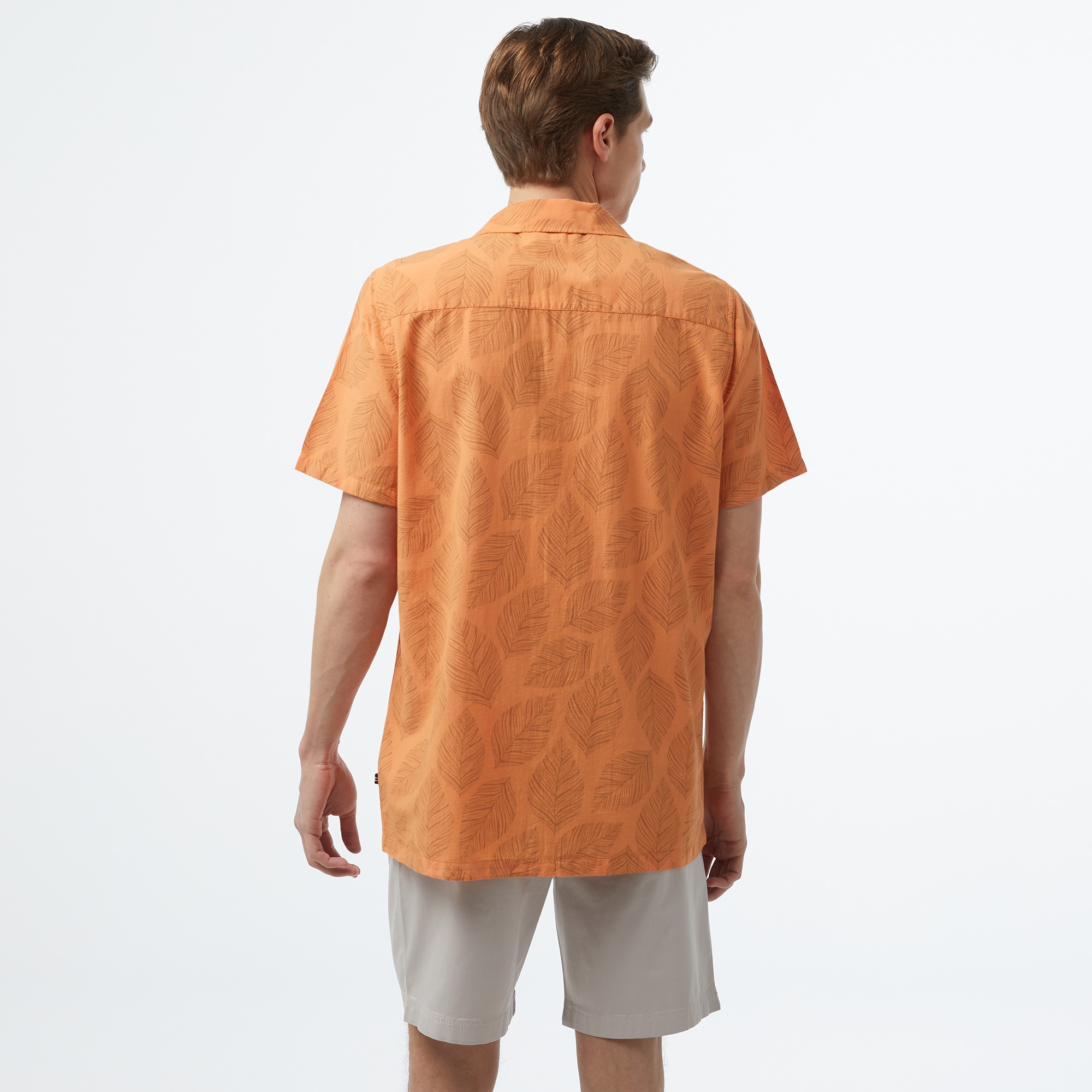 Nautica Erkek Turuncu Classic Fit Kısa Kollu Gömlek