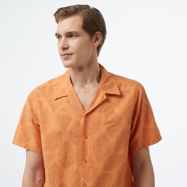  Nautica Erkek Turuncu Classic Fit Kısa Kollu Gömlek