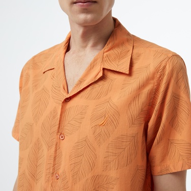  Nautica Erkek Turuncu Classic Fit Kısa Kollu Gömlek