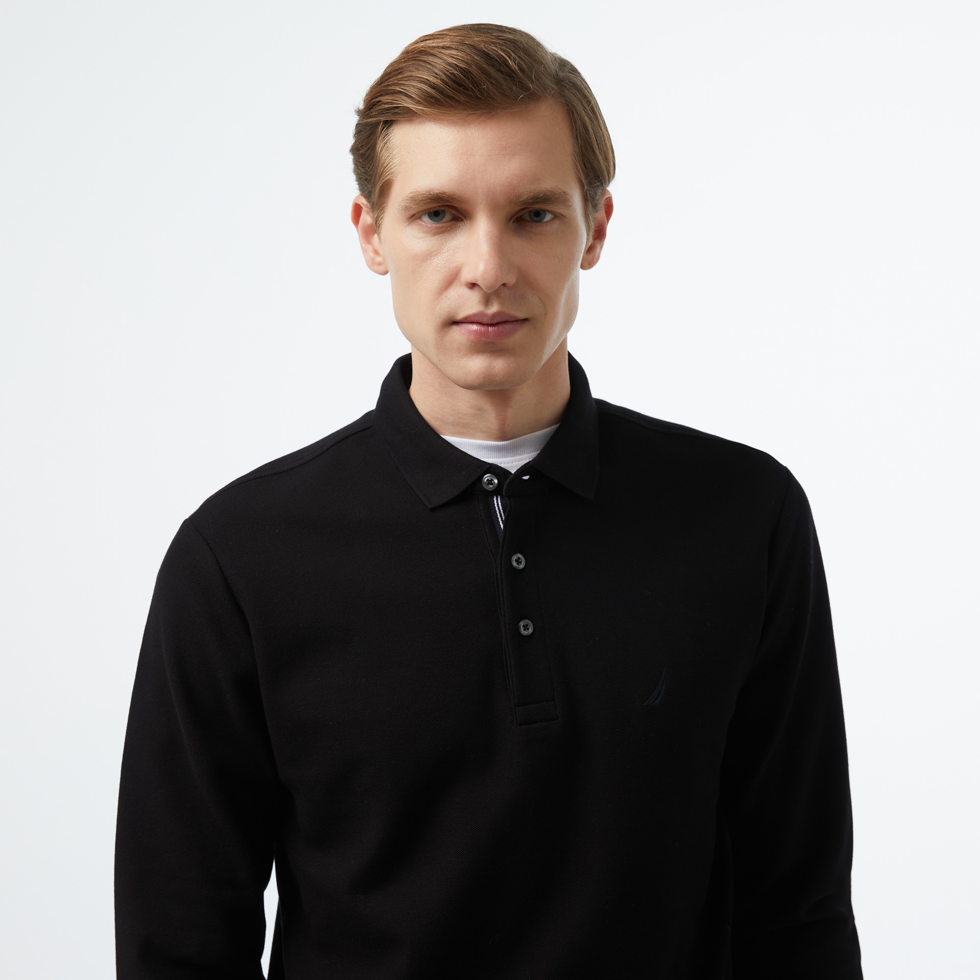 Nautica Erkek Siyah Slim Fit Uzun Kollu Polo