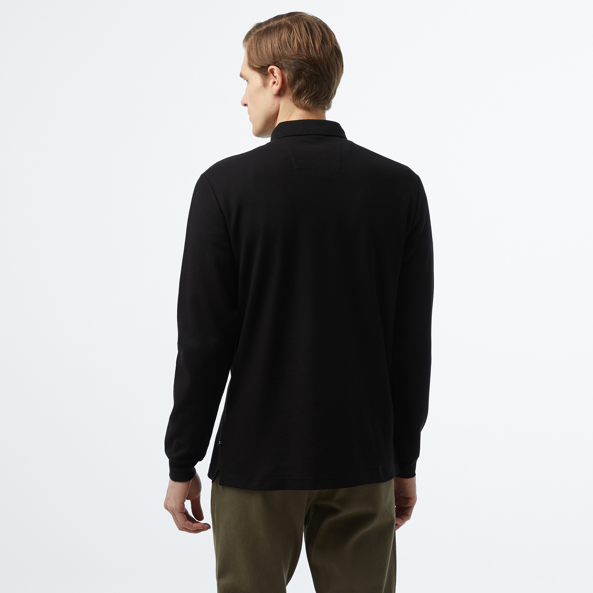 Nautica Erkek Siyah Slim Fit Uzun Kollu Polo