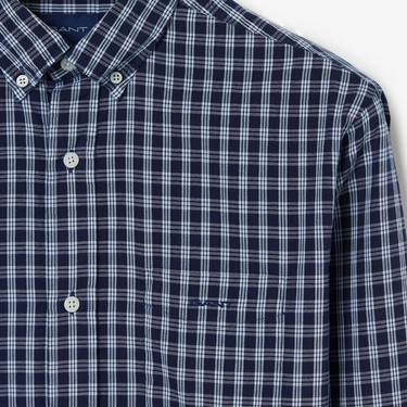  Gant Erkek Lacivert Regular Fit Kareli Gömlek