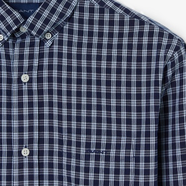  Gant Erkek Lacivert Regular Fit Kareli Gömlek