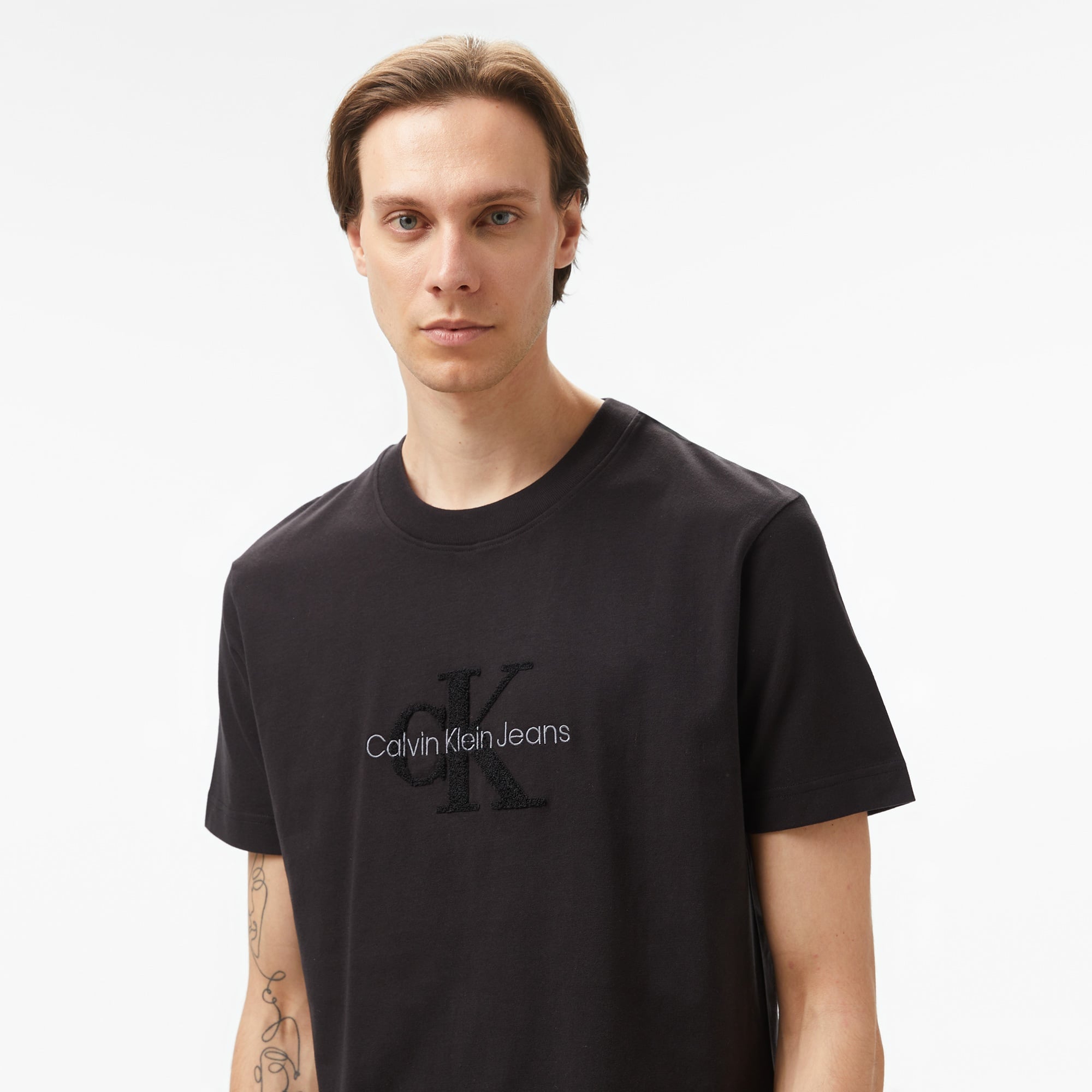 Calvin Klein Jeans Chenille Monologo Erkek Siyah T-Shirt