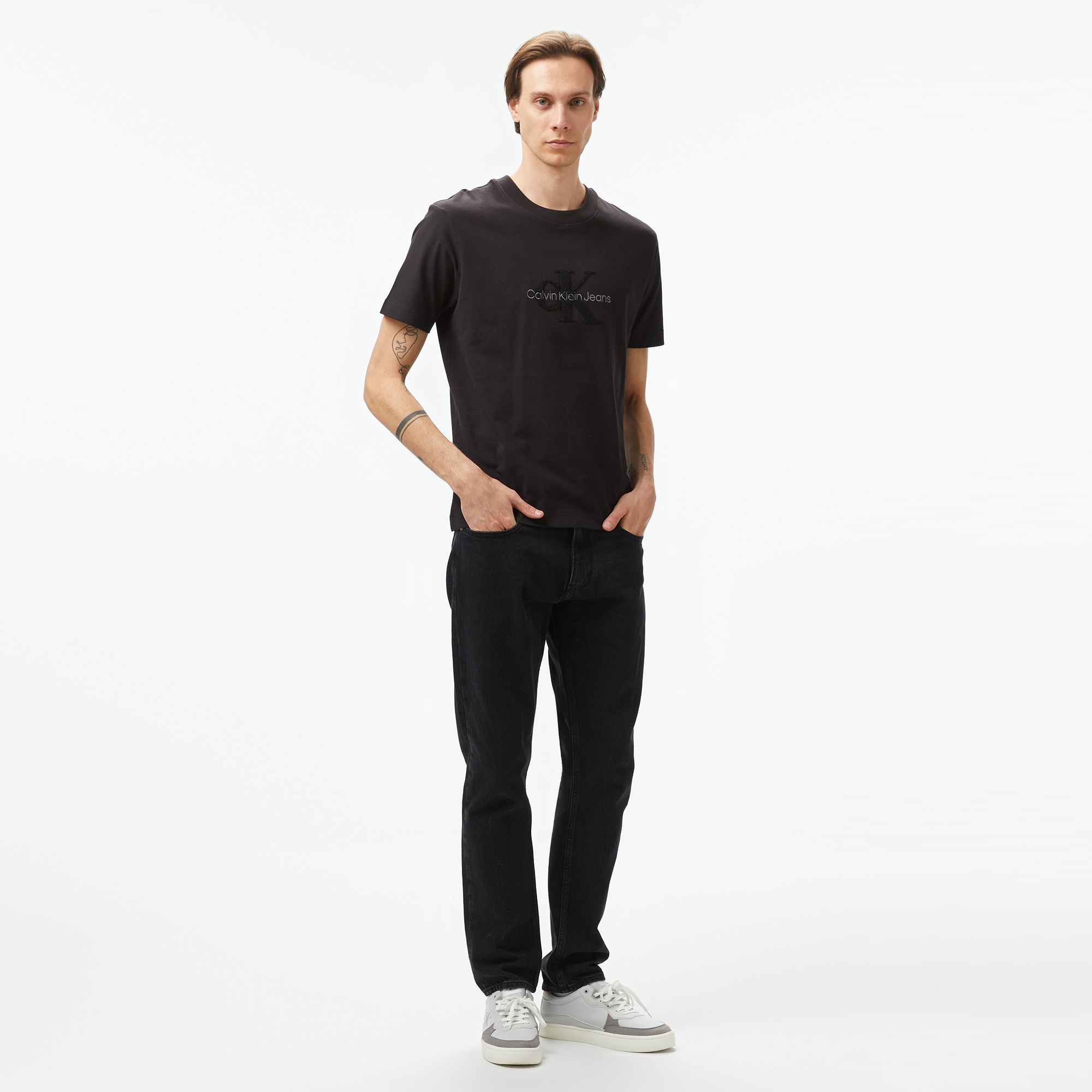 Calvin Klein Jeans Chenille Monologo Erkek Siyah T-Shirt
