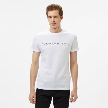  Calvin Klein Two Tone Institutional Erkek Beyaz T-Shirt