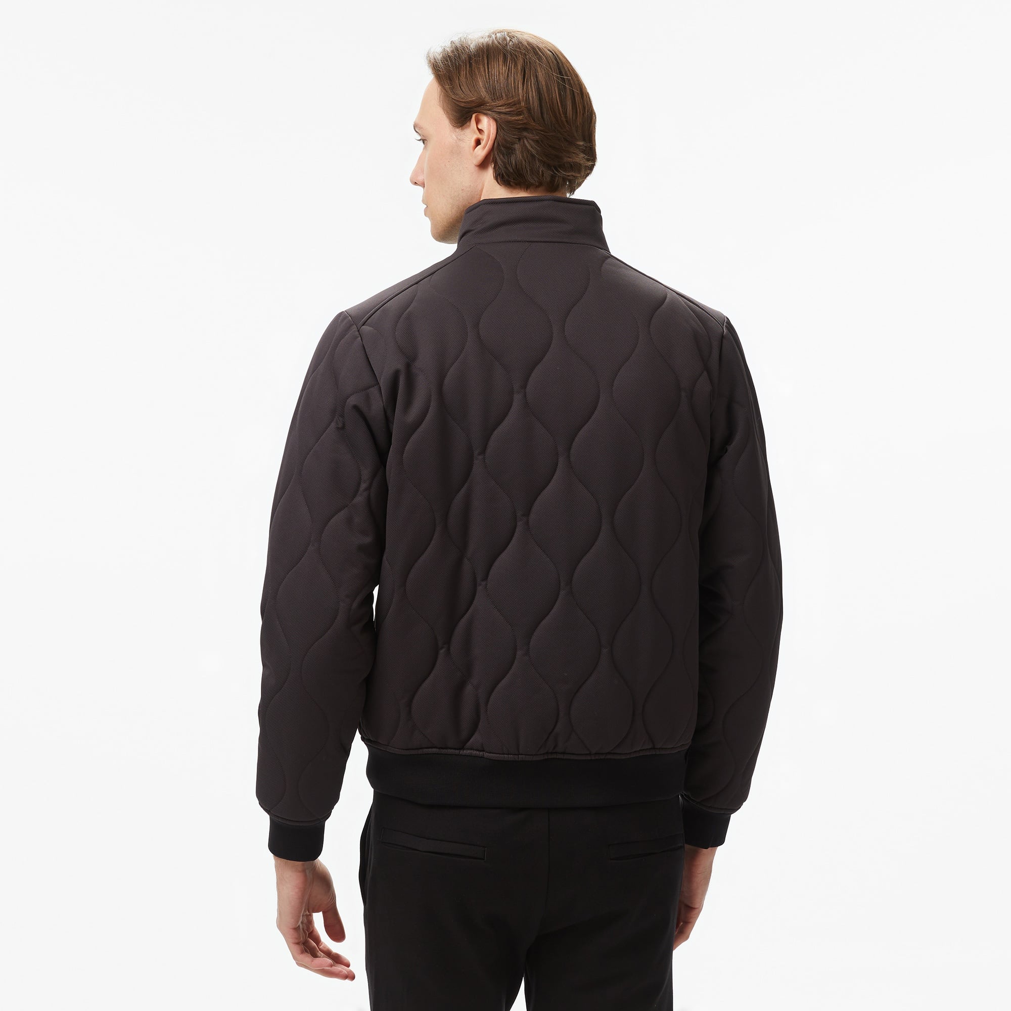 Lacoste Erkek Relaxed Fit Dik Yaka Kapitone Siyah Mont