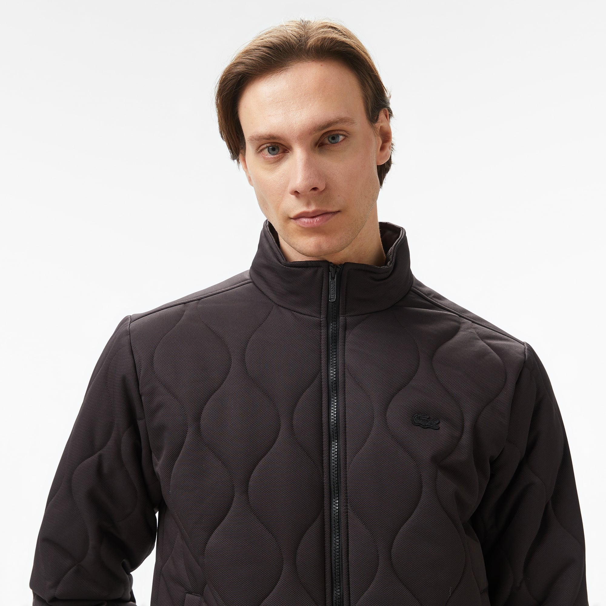 Lacoste Erkek Relaxed Fit Dik Yaka Kapitone Siyah Mont