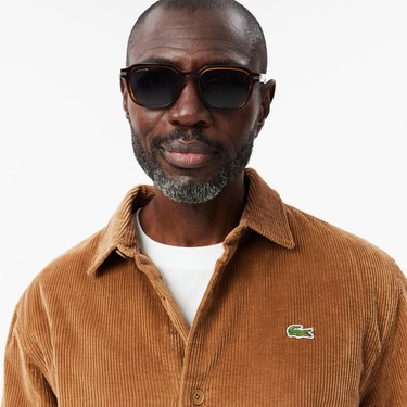  Erkek Relaxed Fit Kadife Kahverengi Dış Gömlek