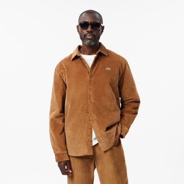  Erkek Relaxed Fit Kadife Kahverengi Dış Gömlek