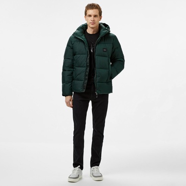  Calvin Klein Hooded Quilt Puffer Erkek Yeşil Mont