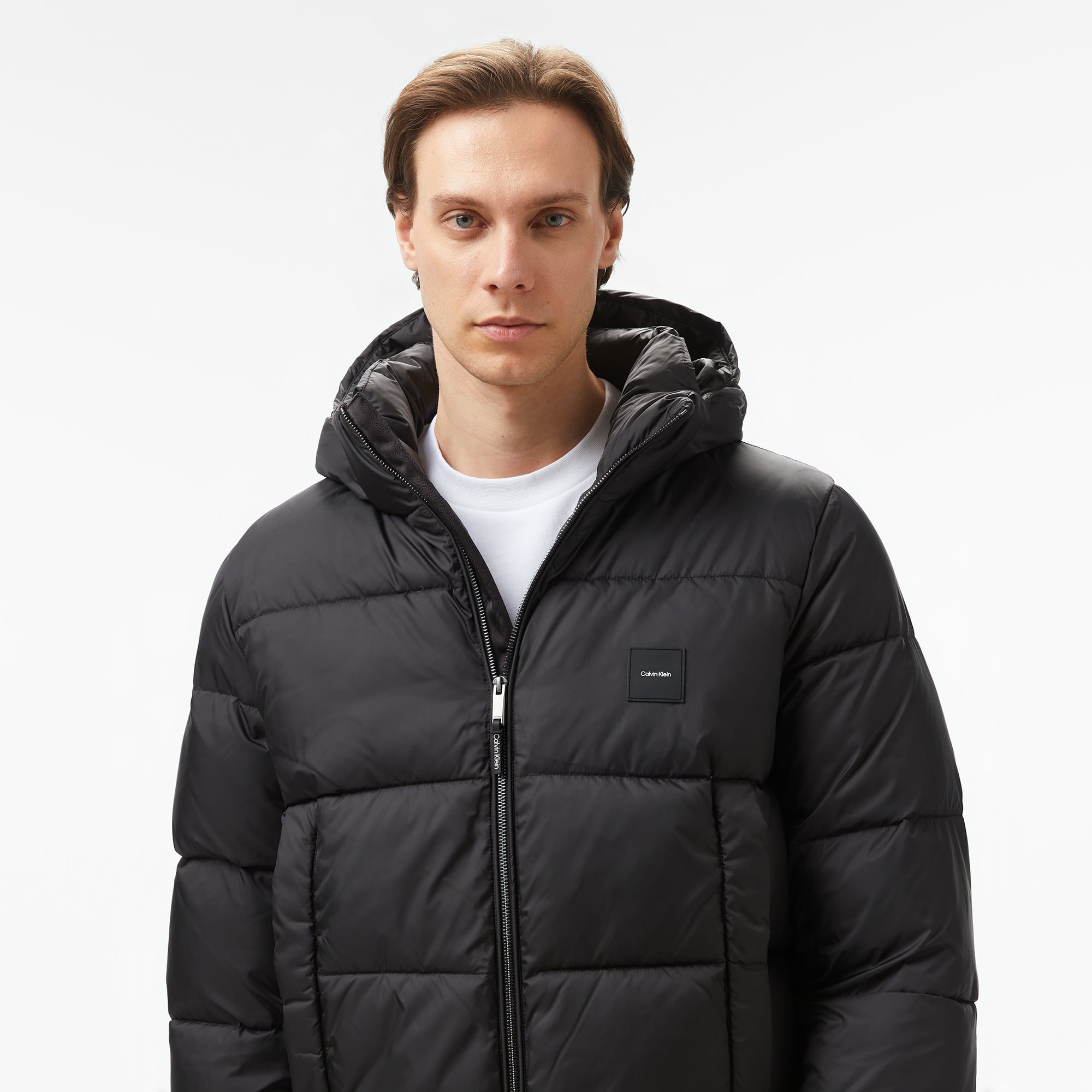 Calvin Klein Hooded Quilt Puffer Erkek Siyah Mont