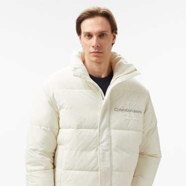  Calvin Klein Jeans Chenille Puffer Erkek Beyaz Mont