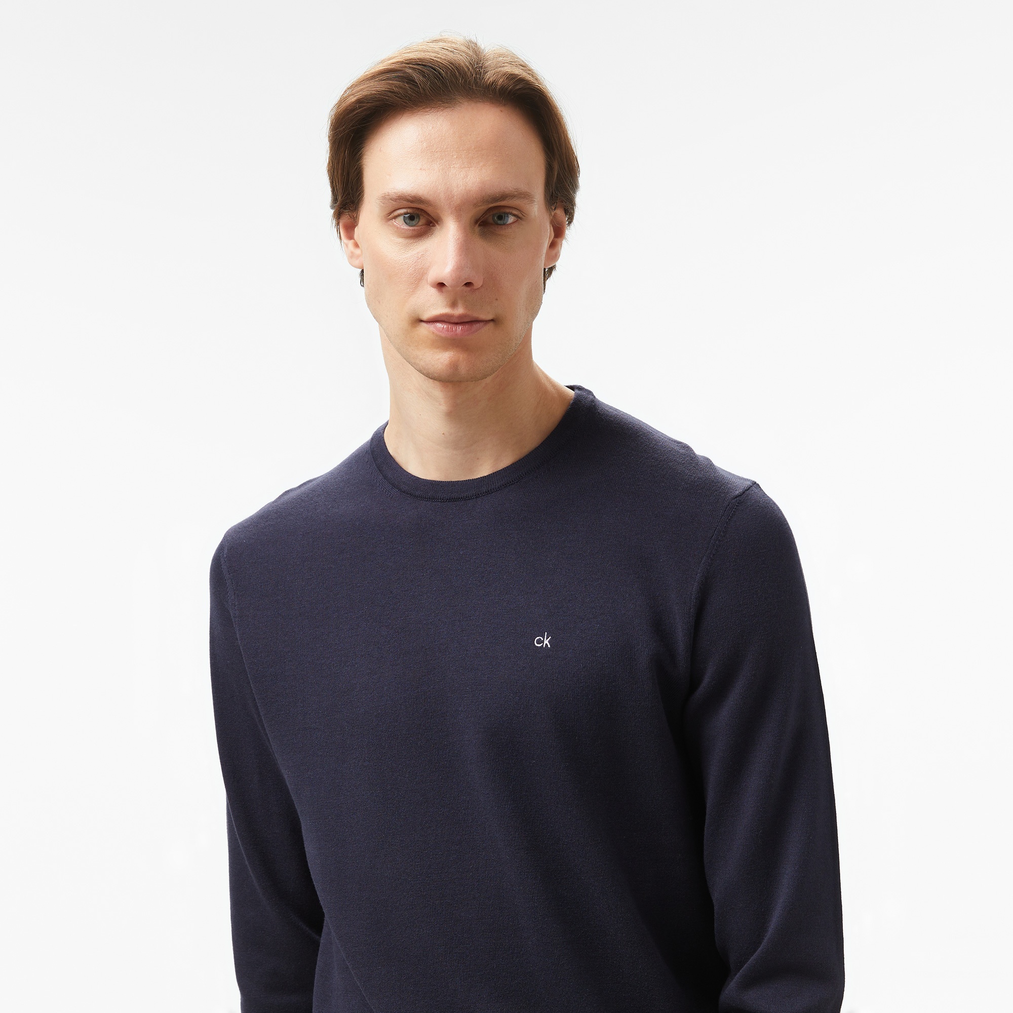 Calvin Klein Cotton Silk Blend Erkek Lacivert Kazak