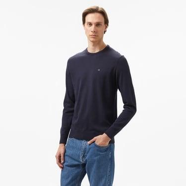  Calvin Klein Cotton Silk Blend Erkek Lacivert Kazak