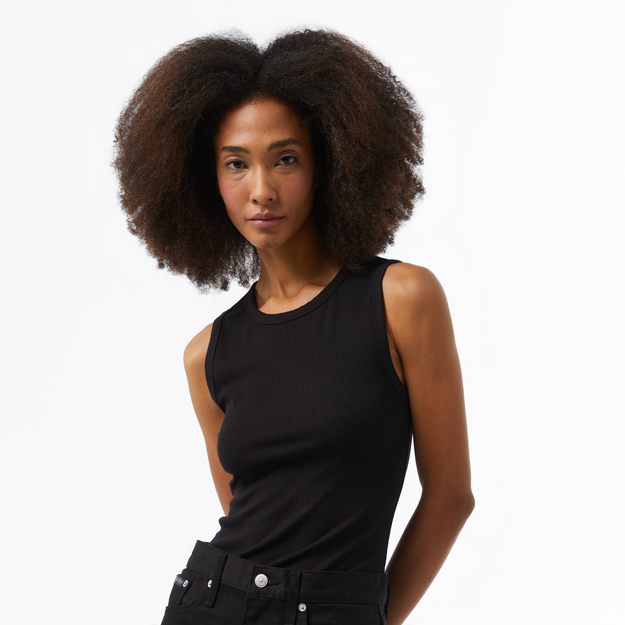 Calvin Klein Modal Rib Tank Top Kadın Siyah Kolsuz T-Shirt