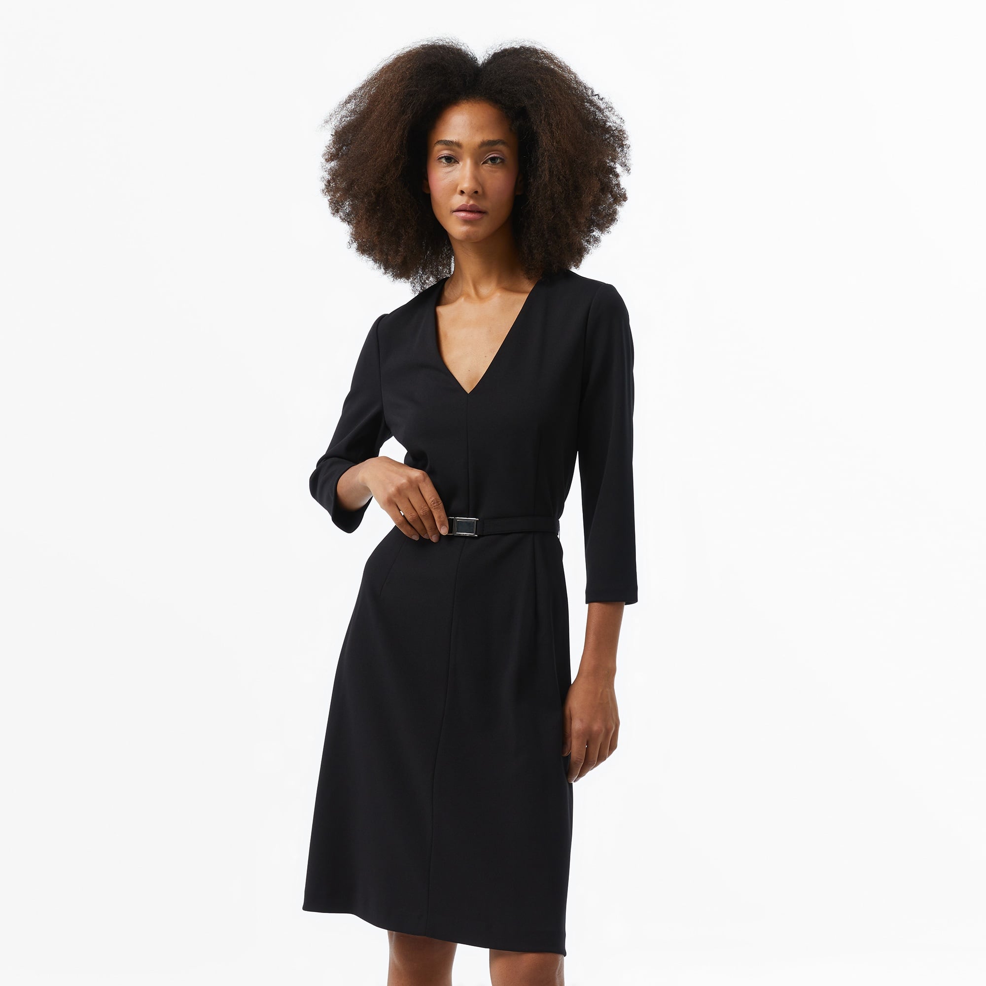 Calvin Klein Scuba Crepe Draped Kadın Siyah Elbise