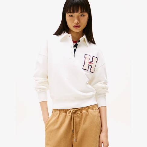  Tommy Jeans Graphic Hawk Kadın Beyaz Polo