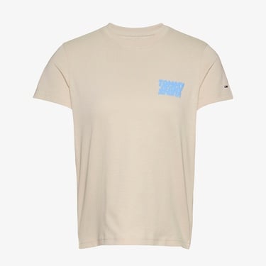  Tommy Jeans Regular Bubble Kadın Bej T-Shirt