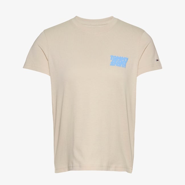  Tommy Jeans Regular Bubble Kadın Bej T-Shirt
