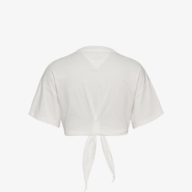  Tommy Jeans Reg Waist Tie Badge Ext Kadın Beyaz T-Shirt