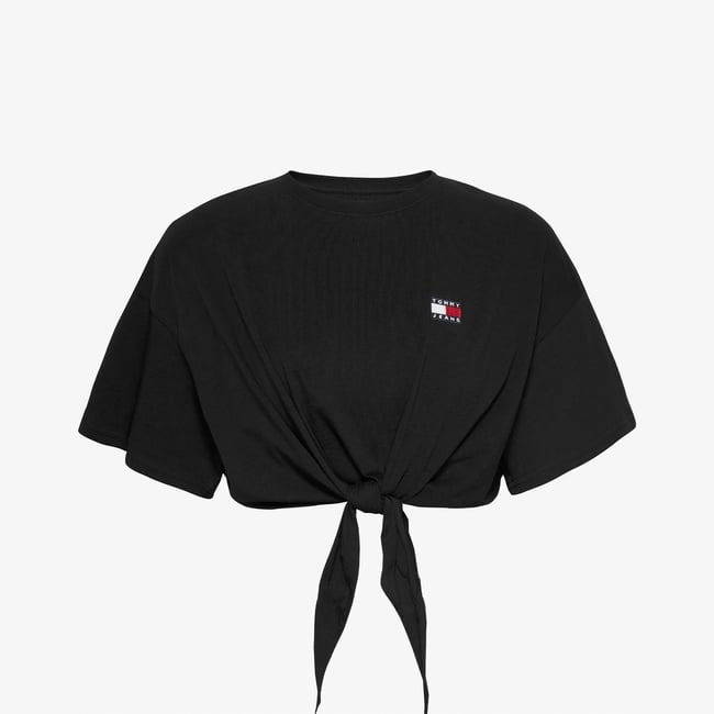  Tommy Jeans Waist Tie Badge Kadın Siyah T-Shirt