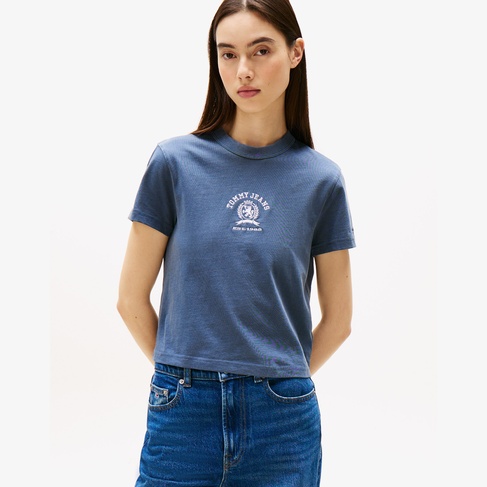  Tommy Jeans Reg Sh Varsity Crest Kadın Lacivert T-Shirt