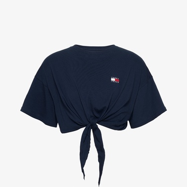  Tommy Jeans Reg Waist Tie Badge Ext Kadın Lacivert T-Shirt