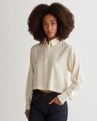 GANT Kadın Krem Crop Fit Gömlek