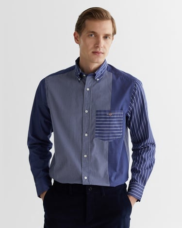  GANT Erkek Lacivert Regular Fit Çizgili Gömlek