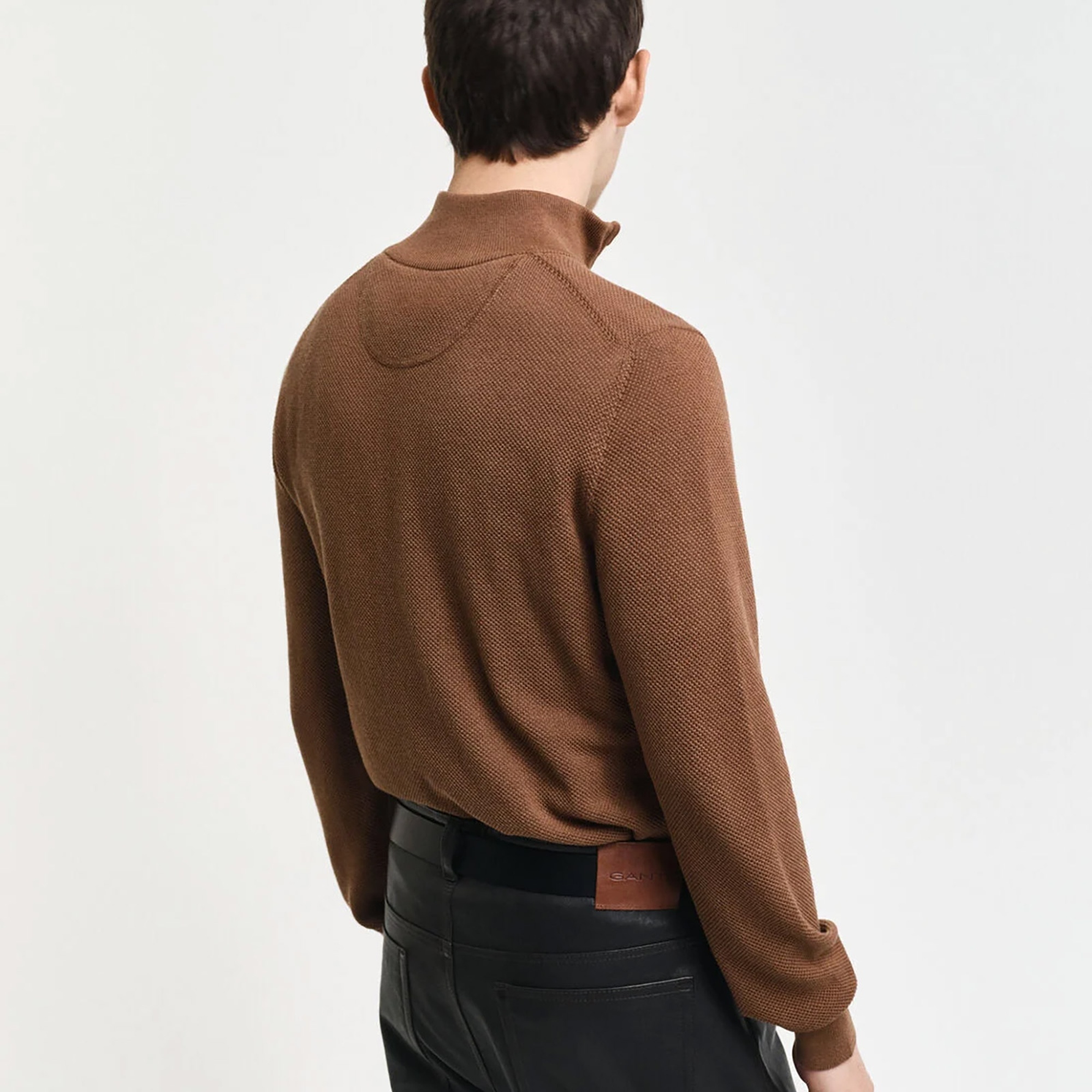 GANT Erkek Kahverengi Regular Fit Yarım Fermuarlı Kazak