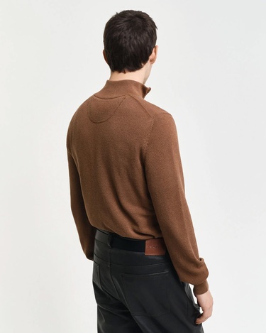  GANT Erkek Kahverengi Regular Fit Yarım Fermuarlı Kazak