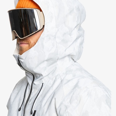  Quiksilver Mission Printed JK Erkek Beyaz Kayak Montu