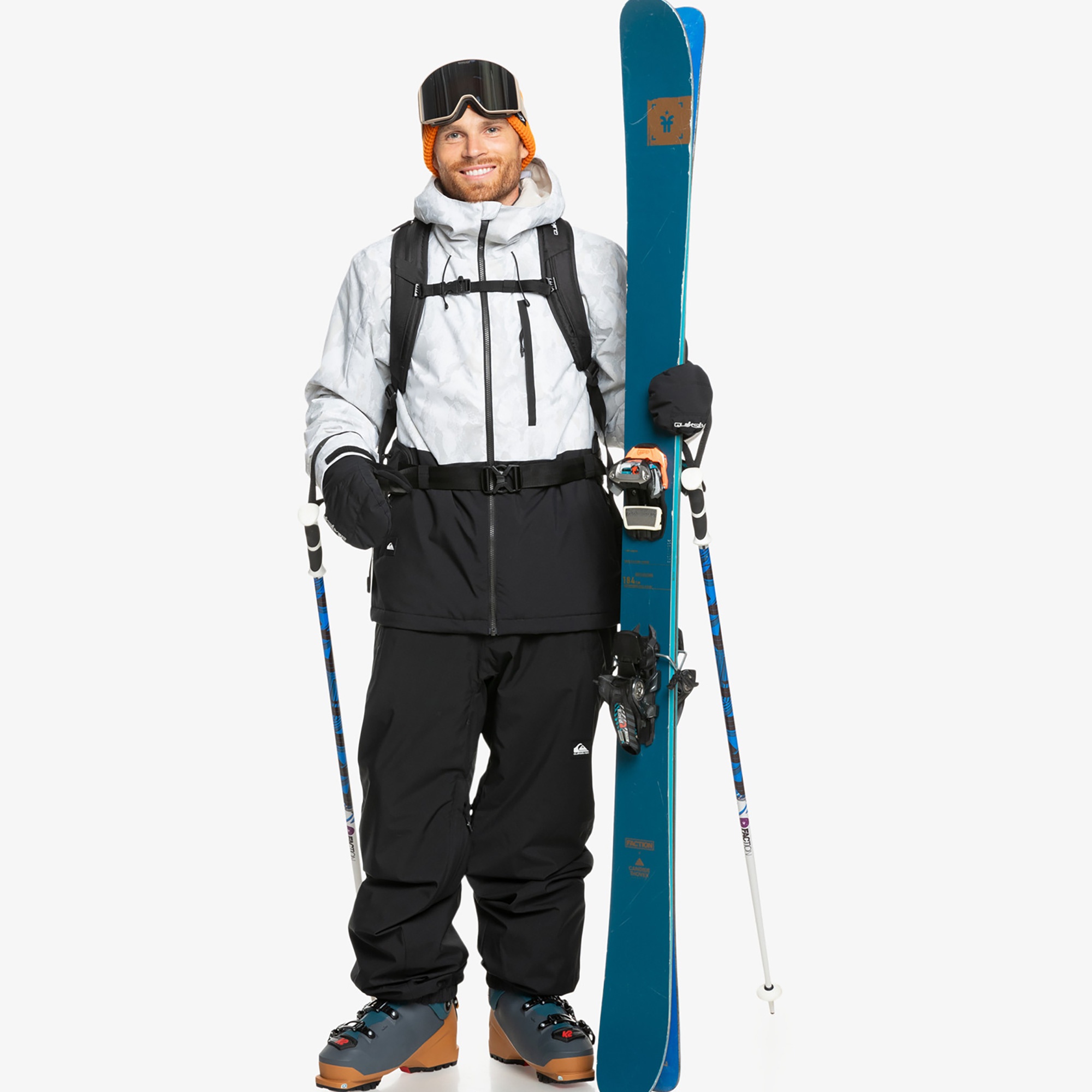 Quiksilver Mission Printed JK Erkek Beyaz Kayak Montu