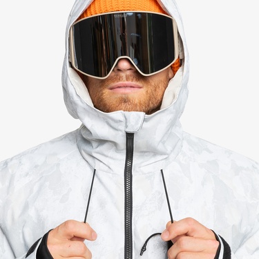  Quiksilver Mission Printed JK Erkek Beyaz Kayak Montu