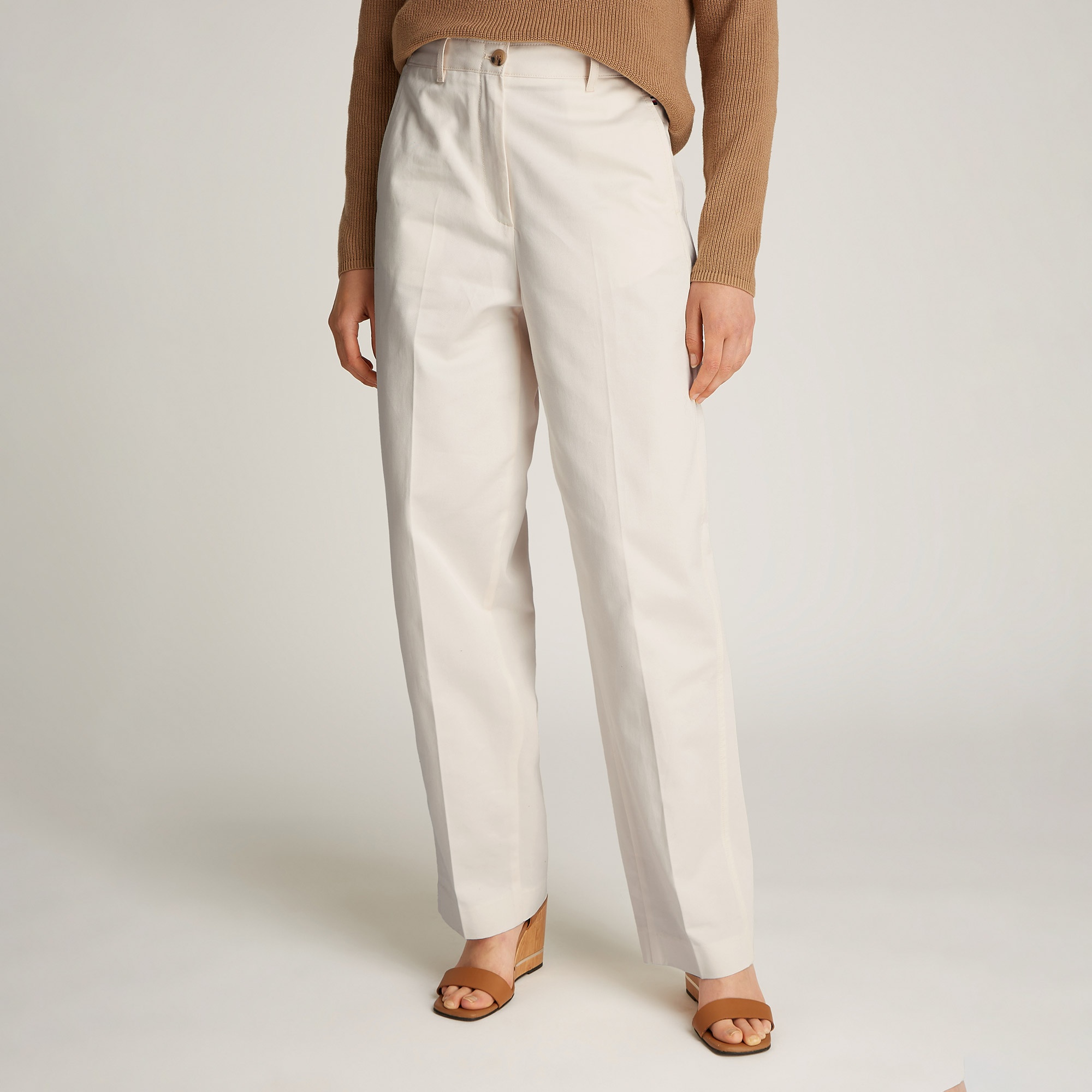 Tommy Hilfiger Cotton Barrel Relaxed Chino Kadın Krem Pantolon