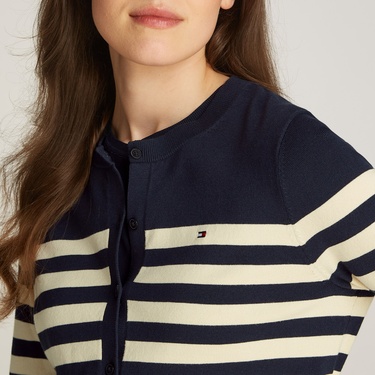  Tommy Hilfiger Co Jersey Stitch C-Nk Cardi Kadın Lacivert Kazak