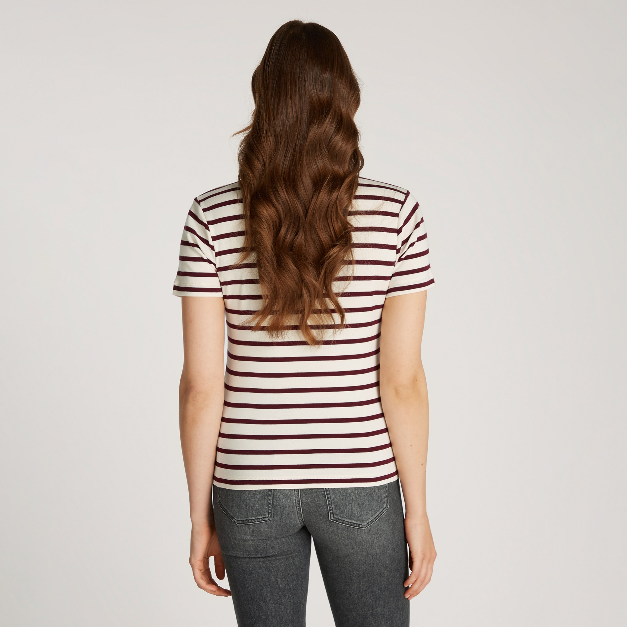 Tommy Hilfiger Slim Cody C-Nk Kadın Bej T-Shirt