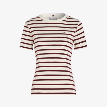  Tommy Hilfiger Slim Cody C-Nk Kadın Bej T-Shirt