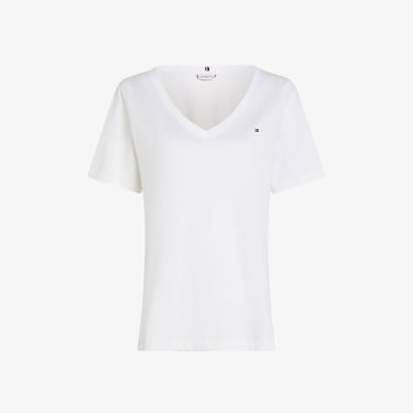  Tommy Hilfiger Modern Regular Flag V-Nk Kadın Beyaz T-Shirt