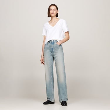  Tommy Hilfiger Modern Regular Flag V-Nk Kadın Beyaz T-Shirt